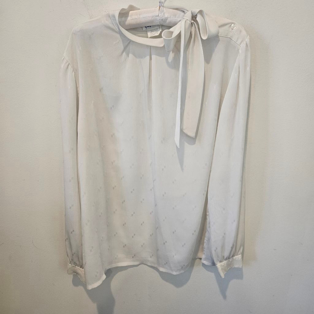 Women's Rejoice! Vintage Light Cream Victorian Long Sleeve Blouse 38 (Medium)